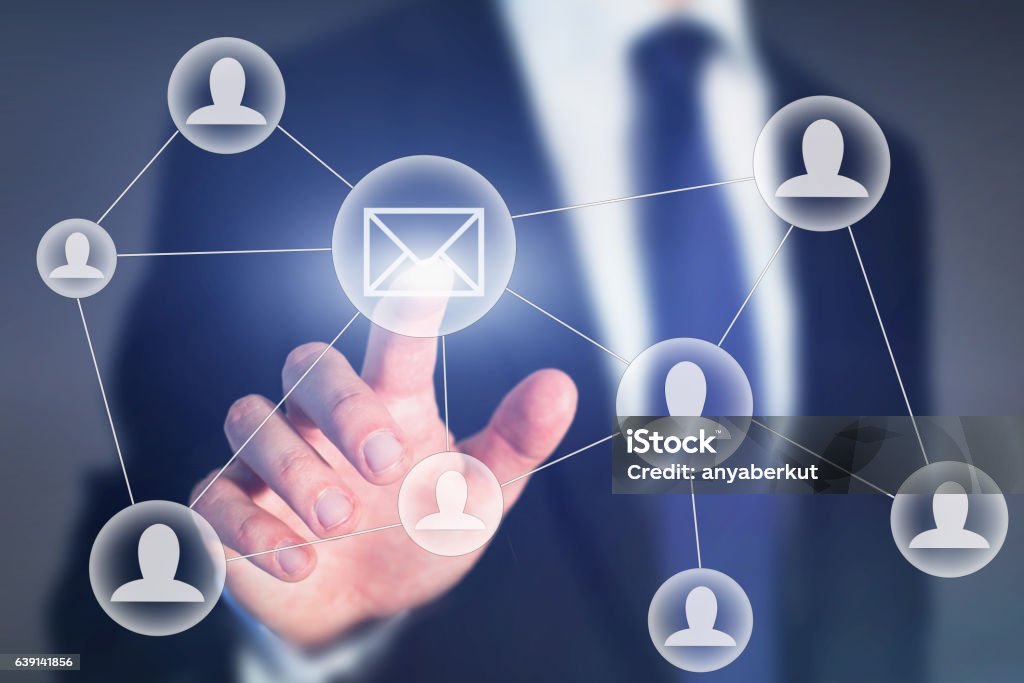 email marketing or business communication concept email marketing or business communication concept on touch screen List Stock Photo