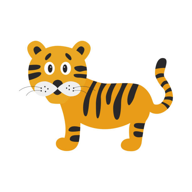 istock Cartoon  cute tiger isolated on white background. 639145846