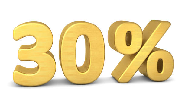 istock 30 percent symbol 3d rendering gold 639147846