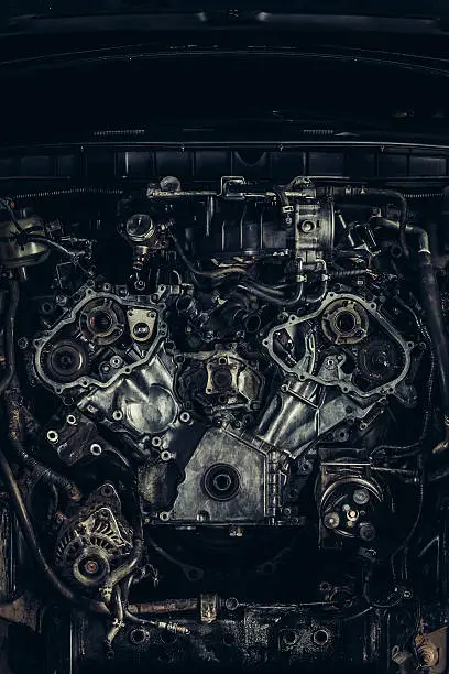 V8 car engine close-up