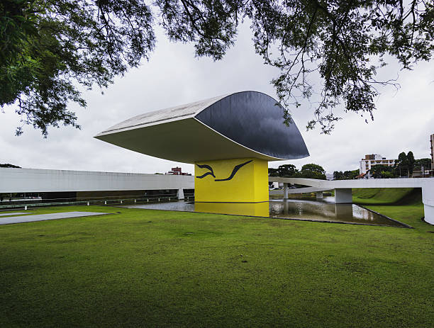 Сuritiba, Brazil - January 17, 2017: Photo taken in front of Museum Oscar Niemeyer, located at Curitiba city, capital of Parana state, Brazil. It was a cloudy day.