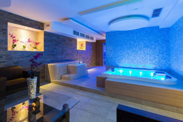 istock hot tub bath in hotel spa center 639161842