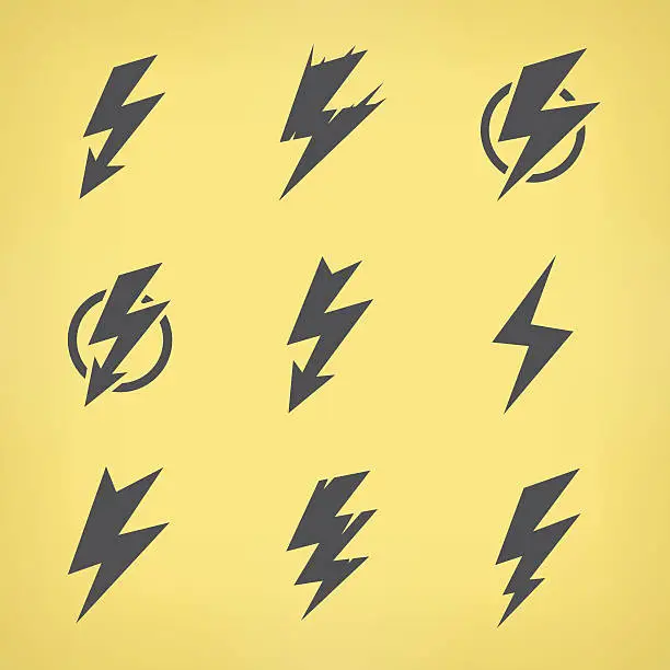 Vector illustration of Lightning icon set