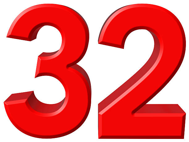 istock Numeral 32, thirty two, isolated on white background, 3d render 639165340