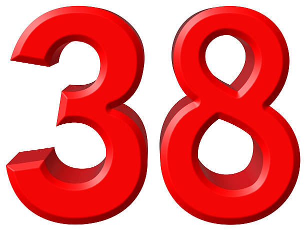 istock Numeral 38, thirty eight, isolated on white background, 3d rende 639165398