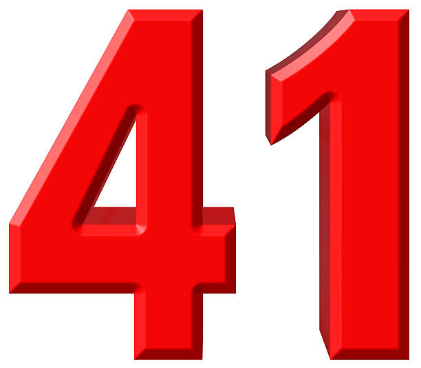Numeral 41, forty one, isolated on white background, 3d render