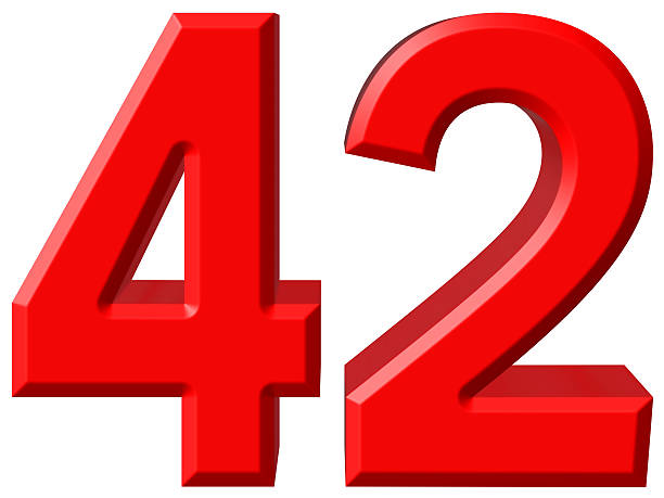 istock Numeral 42, forty two, isolated on white background, 3d render 639165454