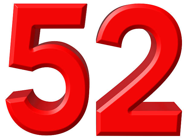 istock Numeral 52, fifty two, isolated on white background, 3d render 639165550
