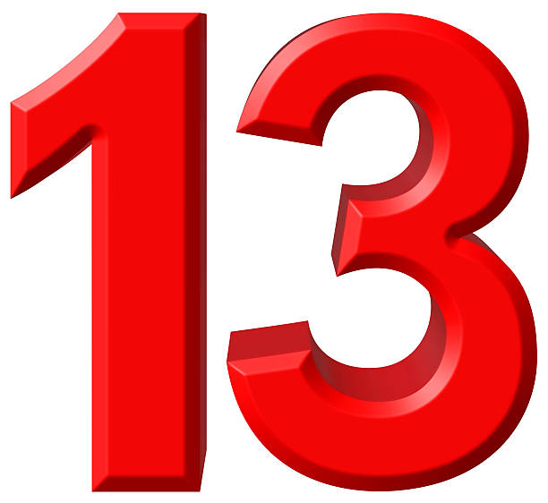 istock Numeral 13, thirteen, isolated on white background, 3d render 639166388