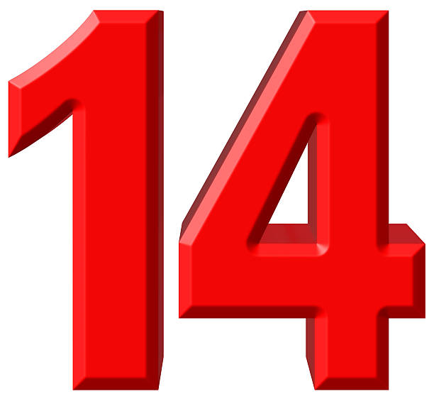 istock Numeral 14, fourteen, isolated on white background, 3d render 639166392