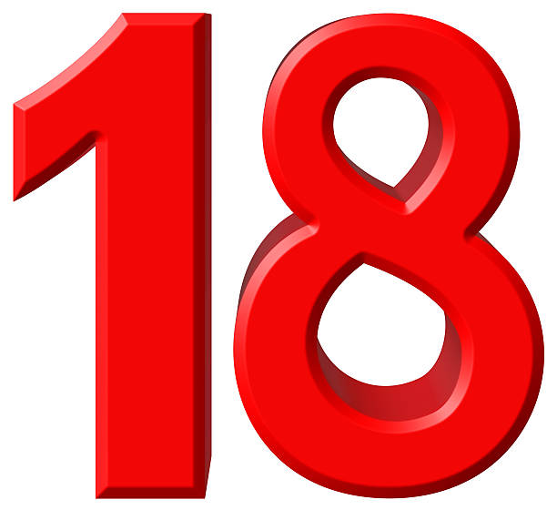 istock Numeral 18, eighteen, isolated on white background, 3d render 639166414