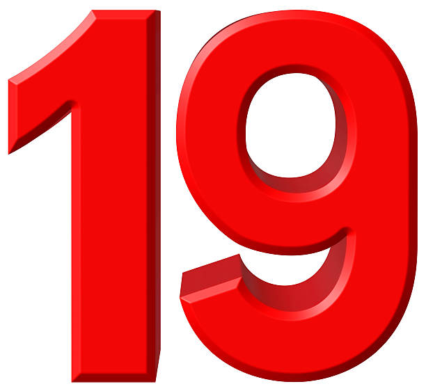 istock Numeral 19, nineteen, isolated on white background, 3d render 639166422