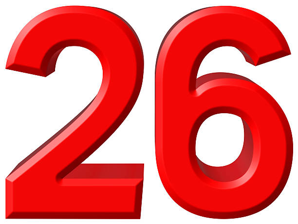 istock Numeral 26, twenty six, isolated on white background, 3d render 639166488