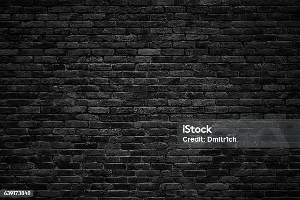 Schwarze Ziegelwand Dunkler Hintergrund Für Design Stockfoto und mehr Bilder von Schwarz - Farbe