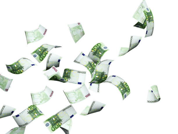 istock Flying banknotes of euro 639182568