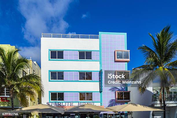 The Starlite Hotel At Ocean Drive Stock Photo - Download Image Now - Advertisement, Architecture, Art Deco