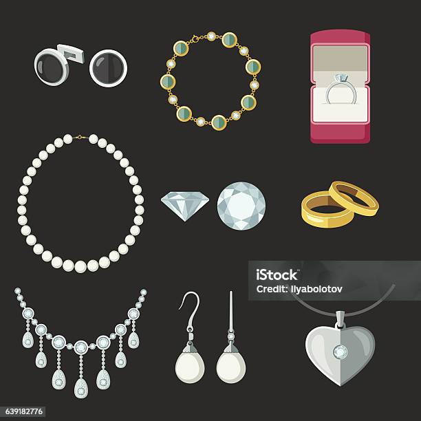 Schmuck Stock Vektor Art und mehr Bilder von Halskette - Halskette, Armband, Ohrring