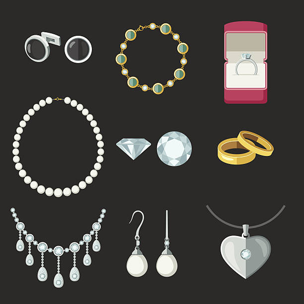 biżuteria  - necklace jewelry heart shape gold stock illustrations