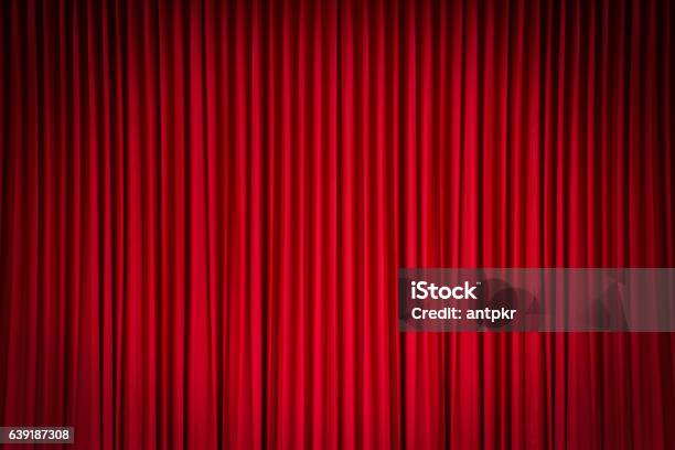 Red Curtain Stock Photo - Download Image Now - Curtain, Red, Red Velvet - Material