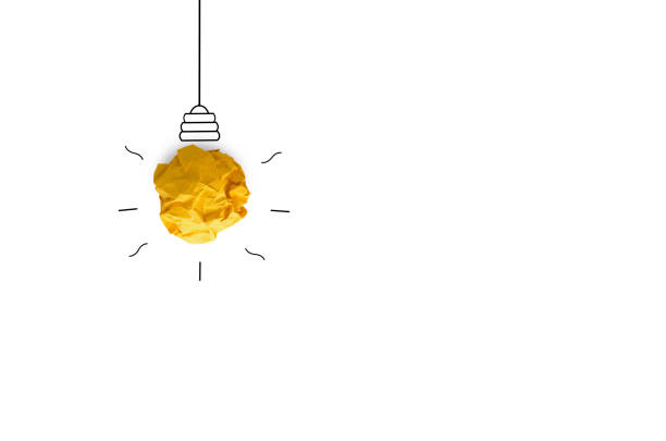 creative idea.Concept idea and innovation with paper light bulb creative idea.Concept idea and innovation with paper light bulb on white background ideology stock illustrations