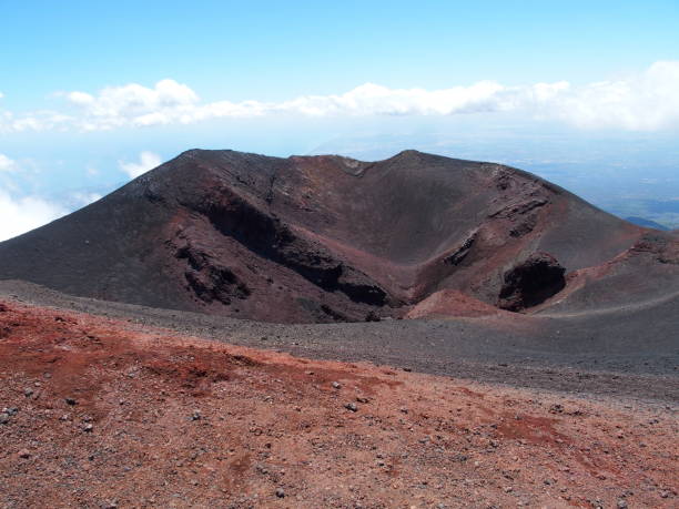 istock Red ground path of desolate crater on Mount Etna 639189186