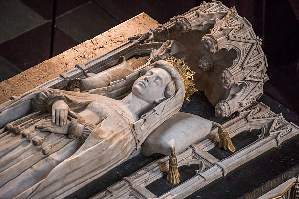 석관 of queen margrethe i, 1353 – 1412, 로스킬레 캐서드럴 - roskilde 뉴스 사진 이미지