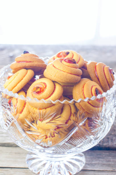 istock sweet cookies with jam in a crystal vase, selective focus 639196524