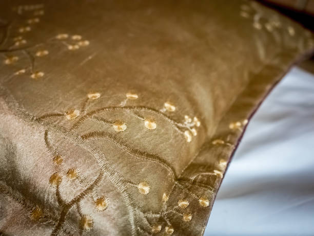 istock Cushion cover with cherry blossom embroidery 639202188