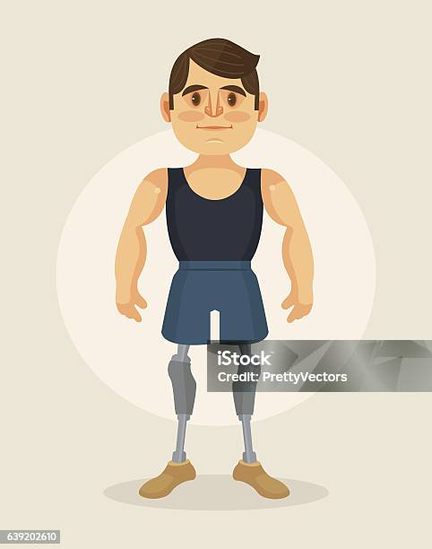 Man Character With Foot Prosthesis Vector Flat Cartoon Illustration Stock  Illustration - Download Image Now - iStock
