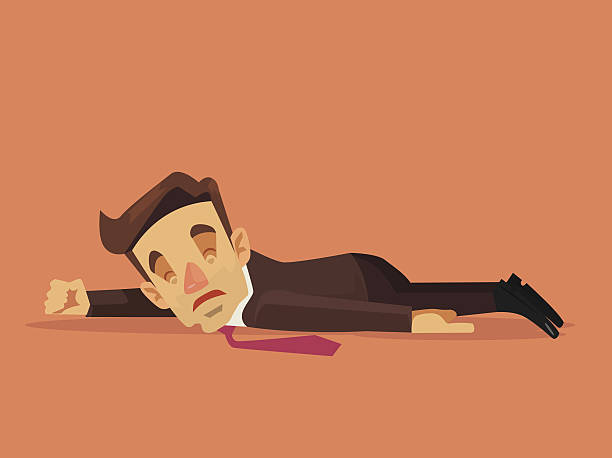 ilustrações, clipart, desenhos animados e ícones de trabalho duro. personagem trabalhador de escritório deitado no chão - lying on the floor