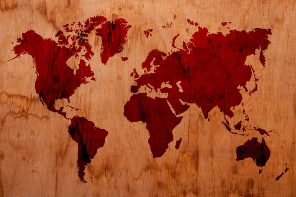 istock wooden map in vintage style 639208832