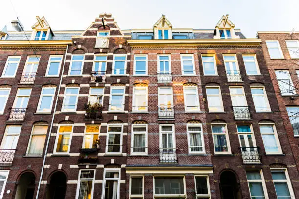 Amsterdam typical houses with many windows