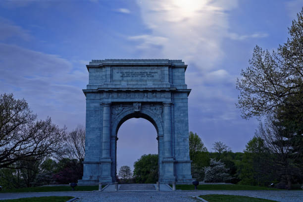 istock Valley Forge National Memorial Arch in Moonlight 639213914