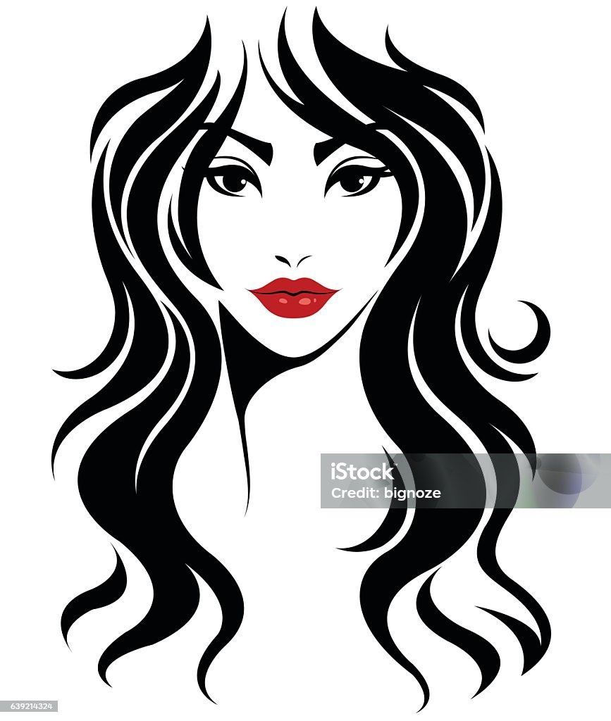 Women Long Hair Style Icon Logo Women Face Stock Illustration - Download  Image Now - Women, Long Hair, Backgrounds - iStock