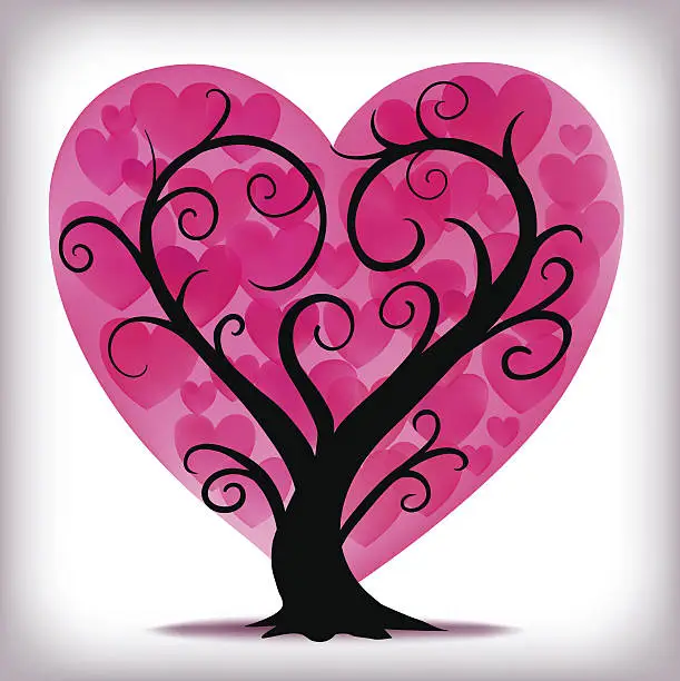 Vector illustration of Pink Heart Tree