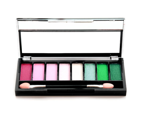 istock Eye shadows with eye shadow brush on white background 639214500