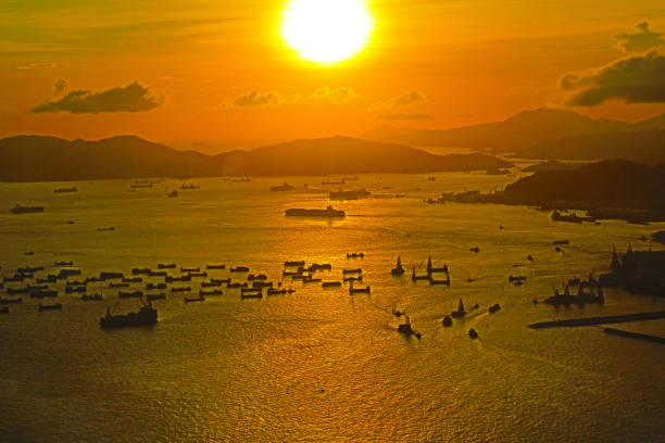 istock sunset at Victoria Harbor hk 639216658