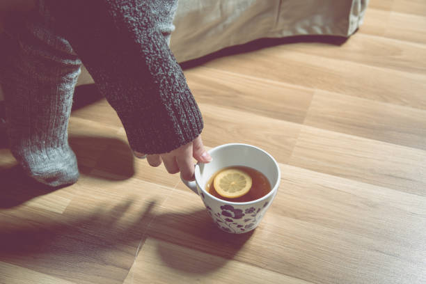 istock Cozy winter concept with girl drinking hot tea 639223146