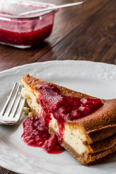 istock Homemade Raspberry Cheesecake in white plate 639225982