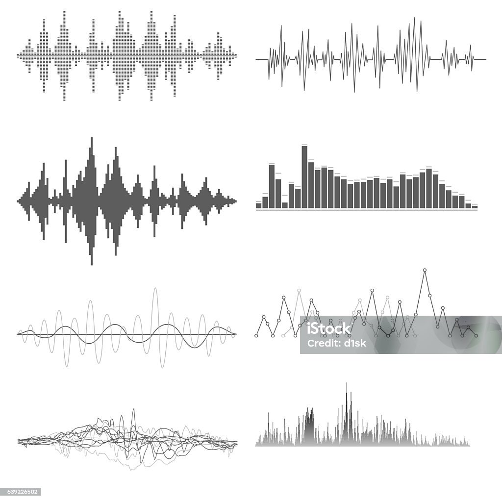 Sound waves on white background Sound waves on white background in vector Noise stock vector