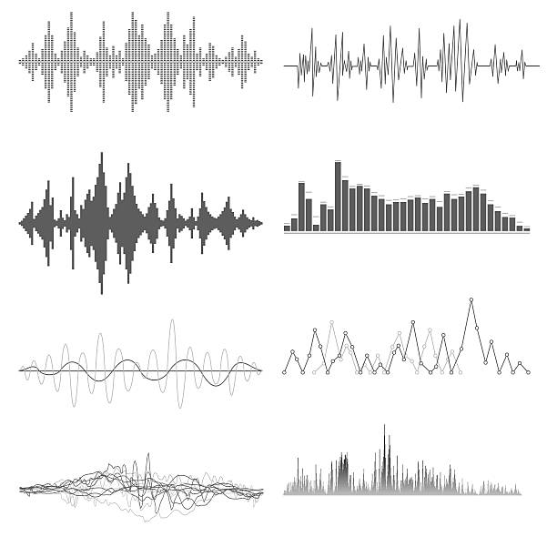 Sound waves on white background Sound waves on white background in vector signal level stock illustrations