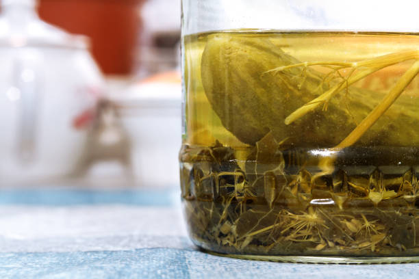istock Pickled cucumber in the jar 639228018