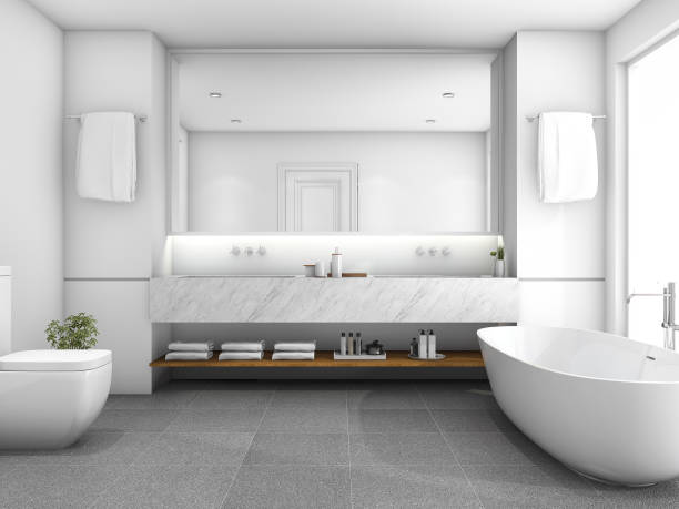 istock 3d rendering white luxury bathroom near window 639229118