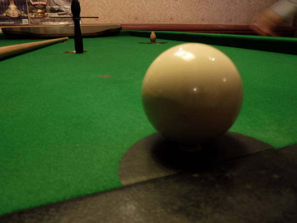 istock Bar Billiards table, white cue ball in the D 639231112