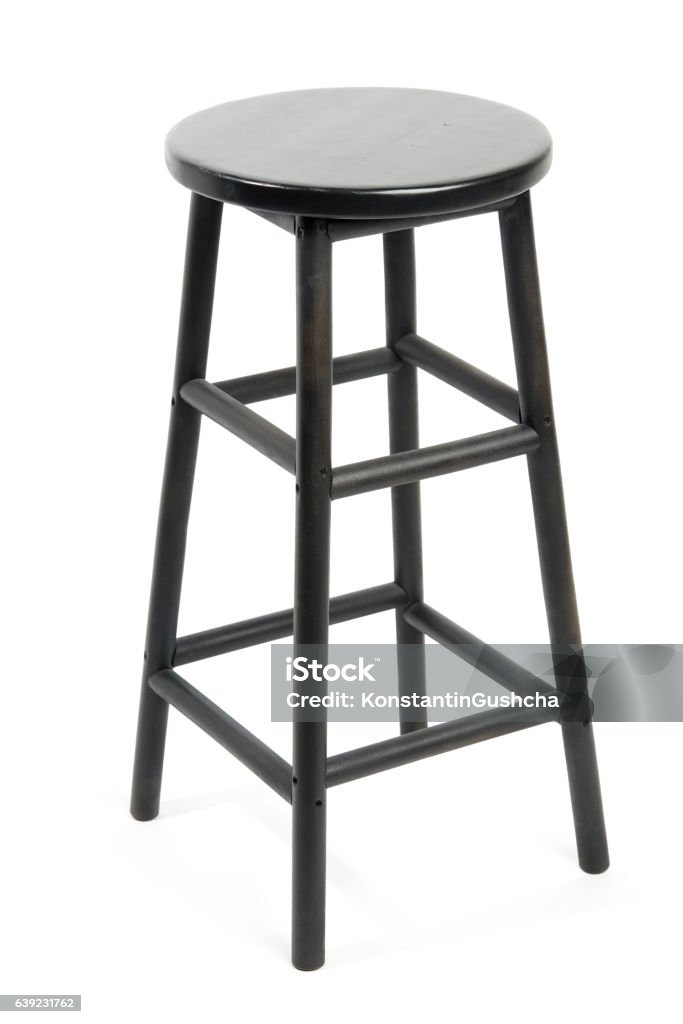 Bar stool isolated Black wooden bar stool isolated on white background Stool Stock Photo