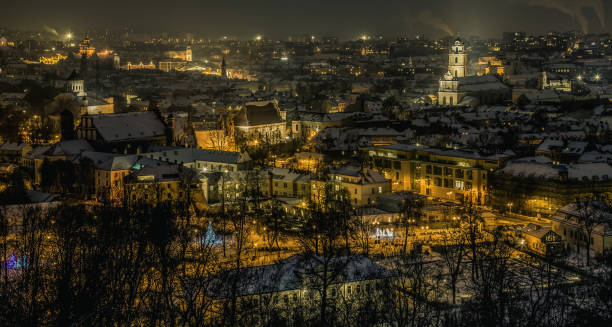 istock Vilnius old town panorama at night 639231786