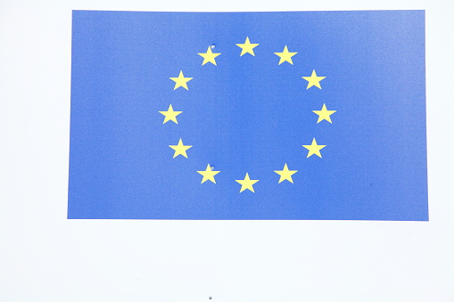 Flag of Italy and European Union EU and Euro Coins