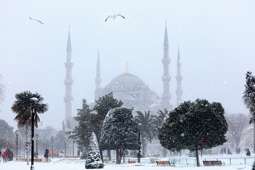Blue Mosque in winter season at Istanbul,Turkey