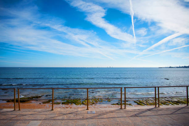 Beautiful view of the bay with yachts in Atlantic Ocean, Portugal