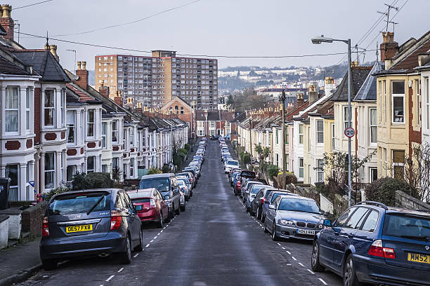 Typical street in Bedminster, Bristol, UK stock photo